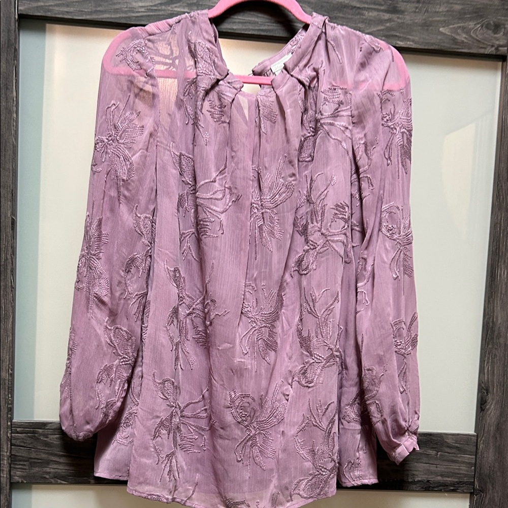 Chico's Purple Embroidered Blouse